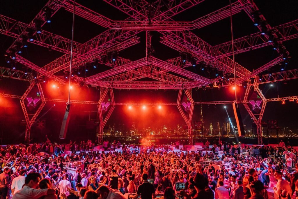 WHITE Dubai was known for having one of the stricter door policies in town, reflecting its positioning as a luxury rooftop nightclub aimed at an upscale, image‑conscious crowd.